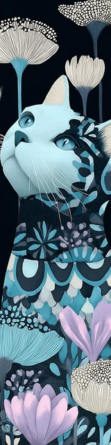 Cat bookmarks featuring a looking up blue cat